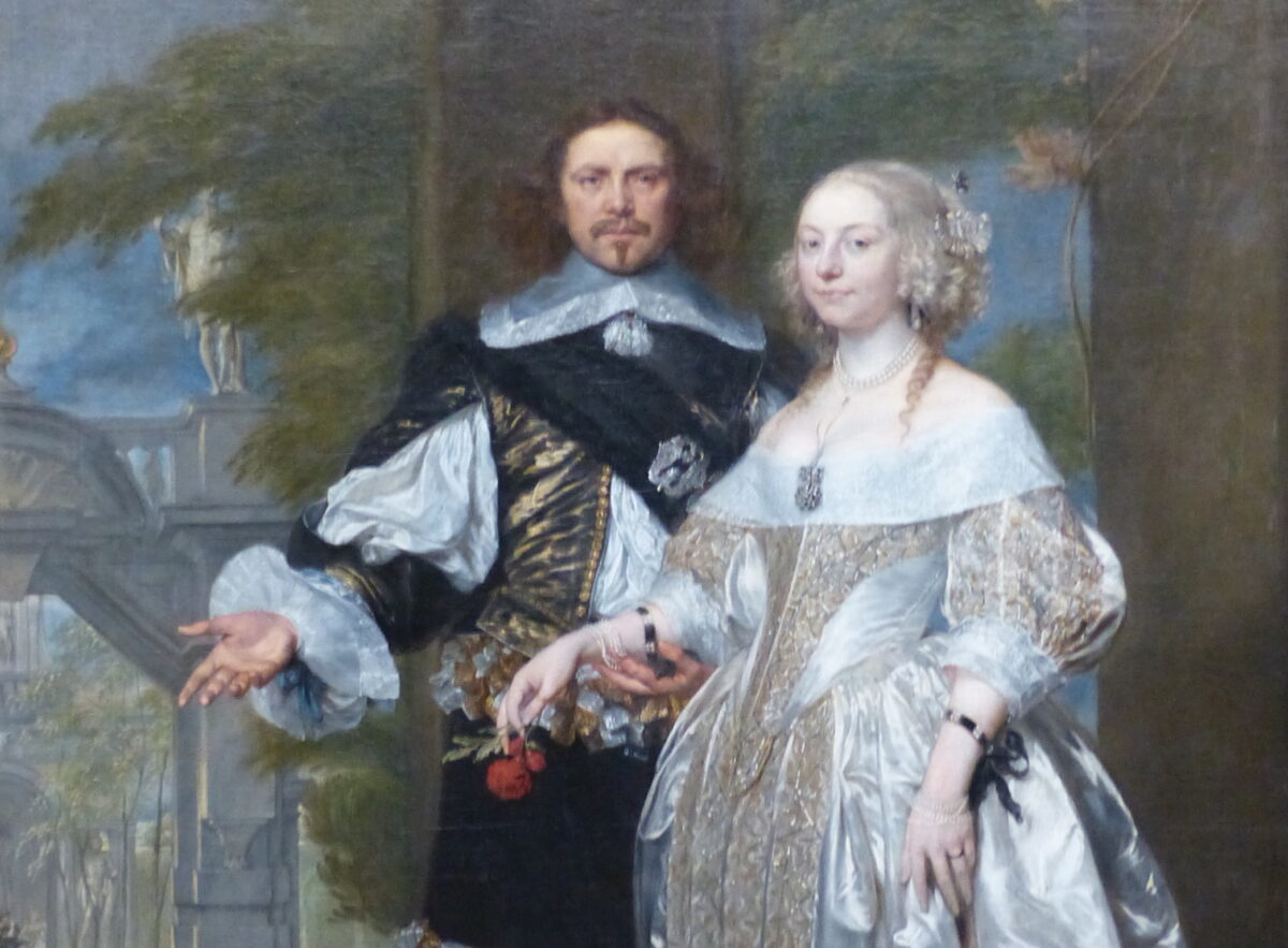 Bà Margaret Cavendish và phu quân, ngài William Cavendish, Công tước xứ Newcastle-upon-Tyne, trong bức tranh “Chân Dung Của Đôi Vợ Chồng Trong Công Viên,” do họa sĩ Gonzales Coques vẽ, năm 1662.