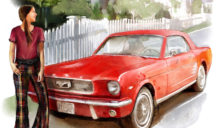 Bà Constantina “CK” Kortopattis đã dành một năm tiết kiệm để mua chiếc xe hơi mơ ước, một chiếc Ford Mustang đời 1966 màu đỏ. (Ảnh: Biba Kayewich)