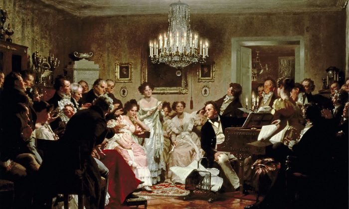 Không ngạc nhiên khi sử dụng trí tuệ nhân tạo để sáng tác đoạn kết cho “Unfinished Symphony” (Bản Giao Hưởng Dang Dở) của Schubert mang đến sự vô hồn cho tác phẩm của ông. “Schubertiade,” bức tranh về Franz Schubert do họa sĩ Julius Schmid vẽ, năm 1897. (Ảnh: Tài sản công)