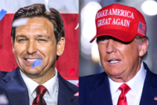 (Trái qua phải) Thống đốc Florida Ron DeSantis và Cựu Tổng thống Donald Trump (Ảnh: Giorgio Viera/Angela Weiss/Getty Images)