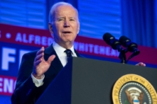 Tổng thống Joe Biden nói chuyện trong Hội nghị Lập pháp năm 2023 của Hiệp hội Cứu hỏa Quốc tế (IAFF) tại Hoa Thịnh Đốn, hôm 06/03/2023. (Ảnh: Saul Loeb/AFP qua Getty Images)