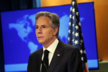 Ngoại trưởng Antony Blinken trình bày về việc công bố Báo cáo Nhân quyền năm 2022 tại Bộ Ngoại giao Hoa Kỳ ở Hoa Thịnh Đốn hôm 20/03/2023. (Ảnh: Kevin Dietsch/Getty Images)