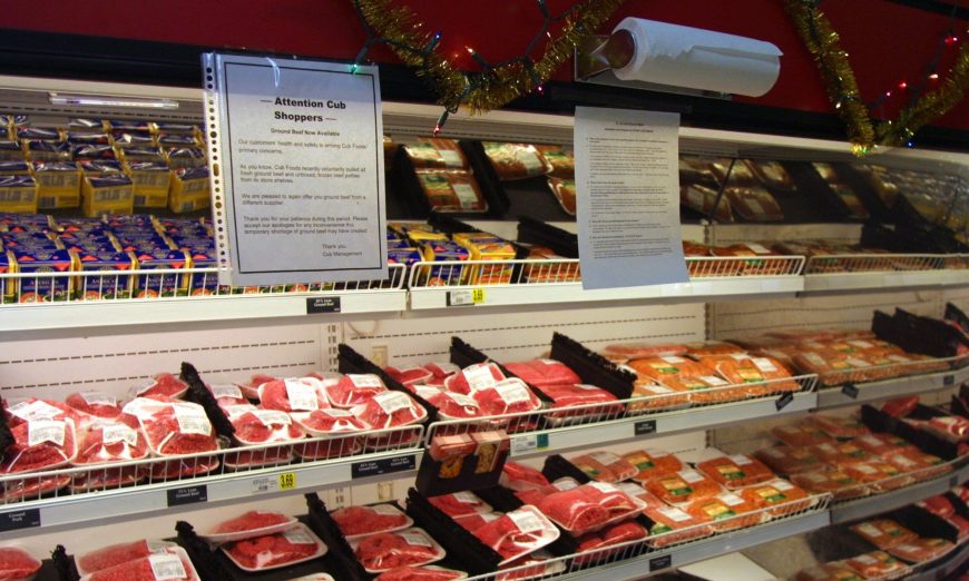Hình ảnh sản phẩm thịt bò xay tại siêu thị. (Ảnh: Tim Boyle/Newsmakers/Getty Images)