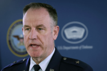 Phát ngôn viên Ngũ Giác Đài, Chuẩn Tướng Không quân Patrick Ryder, trả lời các câu hỏi trong một cuộc họp báo tại Ngũ Giác Đài ở Arlington, Virginia, hôm 16/03/2023. (Ảnh: Win McNamee/Getty Images)