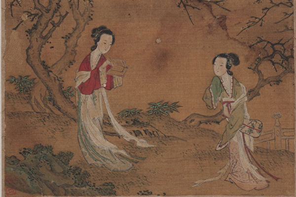 Định Khương thâm tình từ biệt con dâu. Ảnh minh họa. “Sĩ nữ đồ sách” do người thời Thanh vẽ. (Ảnh: Tài sản công)