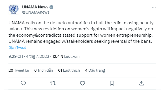 Taliban ra lệnh đóng cửa các tiệm làm tóc và làm đẹp ở Afghanistan