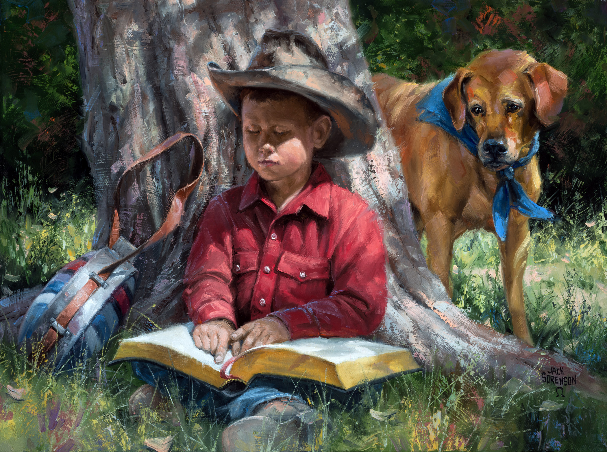 Tác phẩm “Bible Study” (Học Kinh Thánh) vẽ bởi họa sĩ Jack Sorenson. (Ảnh: Đăng dưới sự cho phép của ©Jack Sorenson Fine Art, Inc.)