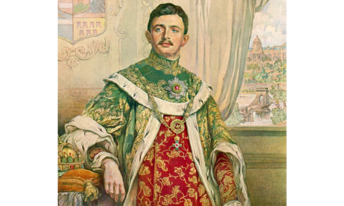 Ngay từ giây phút đầu tiên trị vì, vua Charles gần như đơn độc giữa các nhà lãnh đạo u châu vào thời điểm đó, chỉ bởi vì ông mong cầu hòa bình. Bức tranh Vua Charles IV được bổ nhiệm vào Dòng Thánh Stephen, tháng 01/1916, của họa sĩ Arpad Pasch. (Ảnh: Tài liệu công cộng)