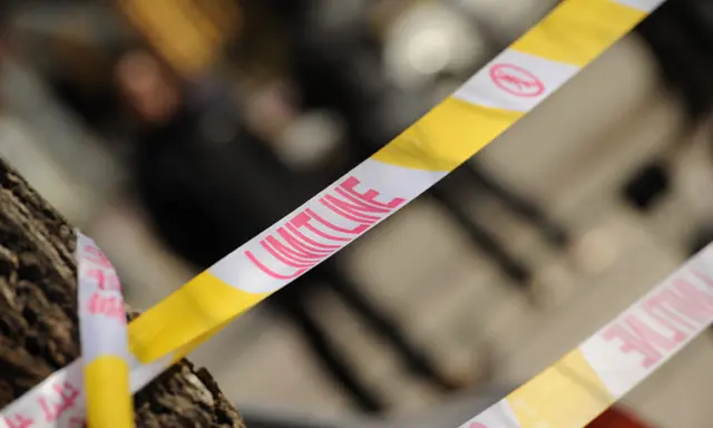 Dải băng cách ly của công an ở Trung Quốc trong một bức ảnh tài liệu. (Ảnh: Peter Parks/AFP qua Getty Images)