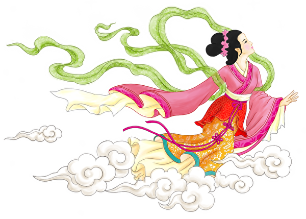 Thường Nga bay lên mặt trăng. (Đào Tử/The Epoch Times)