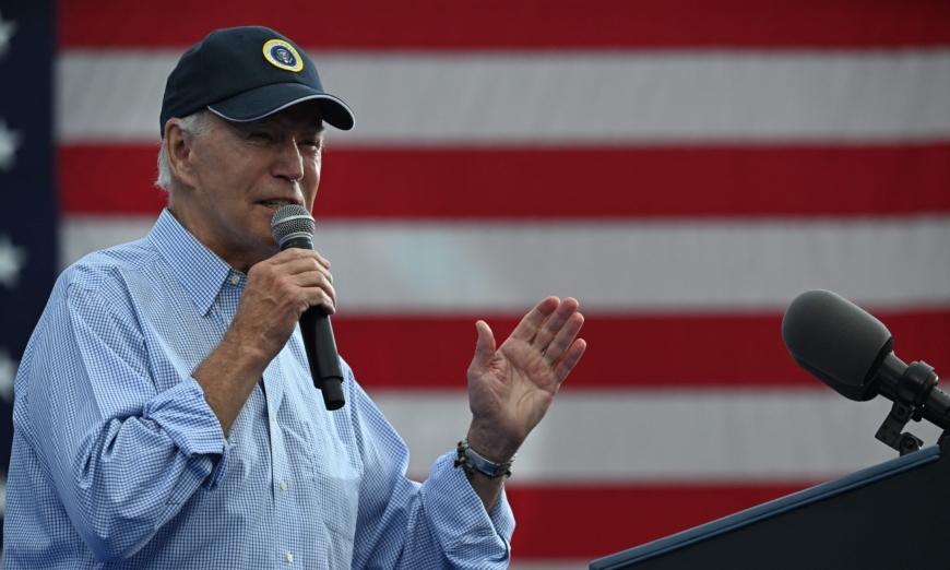 Tổng thống Hoa Kỳ Joe Biden nói chuyện trong lễ kỷ niệm Ngày Lao Động ở Philadelphia, Pennsylvania, hôm 04/09/2023. (Ảnh: Jim Watson/AFP qua Getty Images)