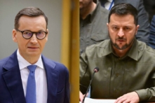 (Trái) Thủ tướng Ba Lan Mateusz Morawiecki đến dự Hội nghị thượng đỉnh Hội đồng u Châu, tại trụ sở EU ở Brussels, hôm 29/06/2023. (Ảnh: Ludovic Marin/AFP qua Getty Images). (Phải) Tổng thống Ukraine Volodymyr Zelensky trình bày trong một cuộc họp cấp cao về tình hình Ukraine của Hội đồng Bảo an bên lề hội nghị của Đại hội đồng Liên Hiệp Quốc lần thứ 78, tại trụ sở Liên Hiệp Quốc ở thành phố New York hôm 20/09/2023. (Ảnh: Angela Weiss/AFP qua Getty Images)