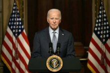 Tổng thống Joe Biden diễn thuyết tại hội nghị bàn tròn với các nhà lãnh đạo cộng đồng Do Thái trong Phòng Indian Treaty của Tòa Bạch Ốc, hôm 11/10/2023. (Ảnh: Brendan Smialowski/AFP qua Getty Images)