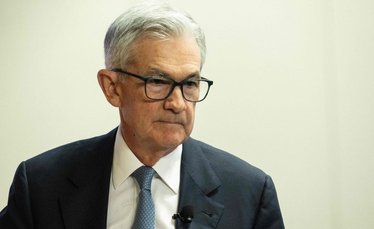 Chủ tịch Hội đồng Dự trữ Liên bang Jerome Powell nói trong Hội nghị Nghiên cứu Thường niên về Sự phụ thuộc lẫn nhau Toàn cầu Jacques Polak lần thứ 24 tại trụ sở Quỹ Tiền tệ Quốc tế (IMF) ở Hoa Thịnh Đốn hôm 09/11/2023. (Ảnh: Jim Watson/AFP qua Getty Images)