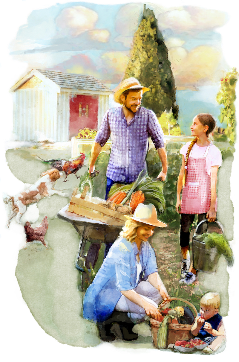 Tự cung tự cấp tạo ra sự kết nối với thiên nhiên, gia đình, và cộng đồng rộng lớn hơn. (Ảnh: Biba Kayewich)