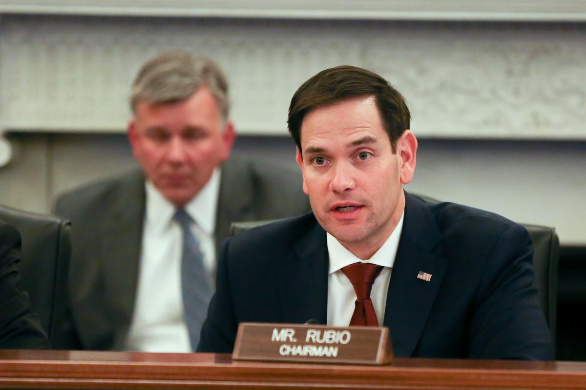 Thượng nghị sĩ Marco Rubio (Cộng Hòa-Florida), Chủ tịch Ủy ban Doanh nghiệp Nhỏ và Doanh nhân, nói tại phiên điều trần “Made in China 2025 và Tương lai của Ngành công nghiệp Hoa Kỳ” của Thượng viện tại Hoa Thịnh Đốn hôm 27/02/2019. (Ảnh: Jennifer Zeng/The Epoch Times)