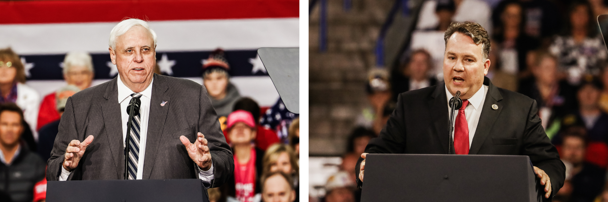 Thống đốc West Virginia Jim Justice tại cuộc biểu tình Làm cho nước Mỹ Vĩ đại Trở lại ở Huntington, West Virginia, vào ngày 02/11/2018. (Ảnh: Charlotte Cuthbertson/The Epoch Times)