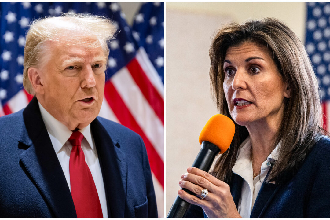 (Ảnh bên trái) Cựu Tổng thống Donald Trump ở New York hôm 17/01/2024. (Ảnh bên phải) Cựu Đại sứ Hoa Kỳ tại Liên Hiệp Quốc Nikki Haley ở Manchester, New Hampshire, hôm 19/01/2024. (Ảnh: Alexi J. Rosenfeld, Joseph Prezioso/AFP qua Getty Images)