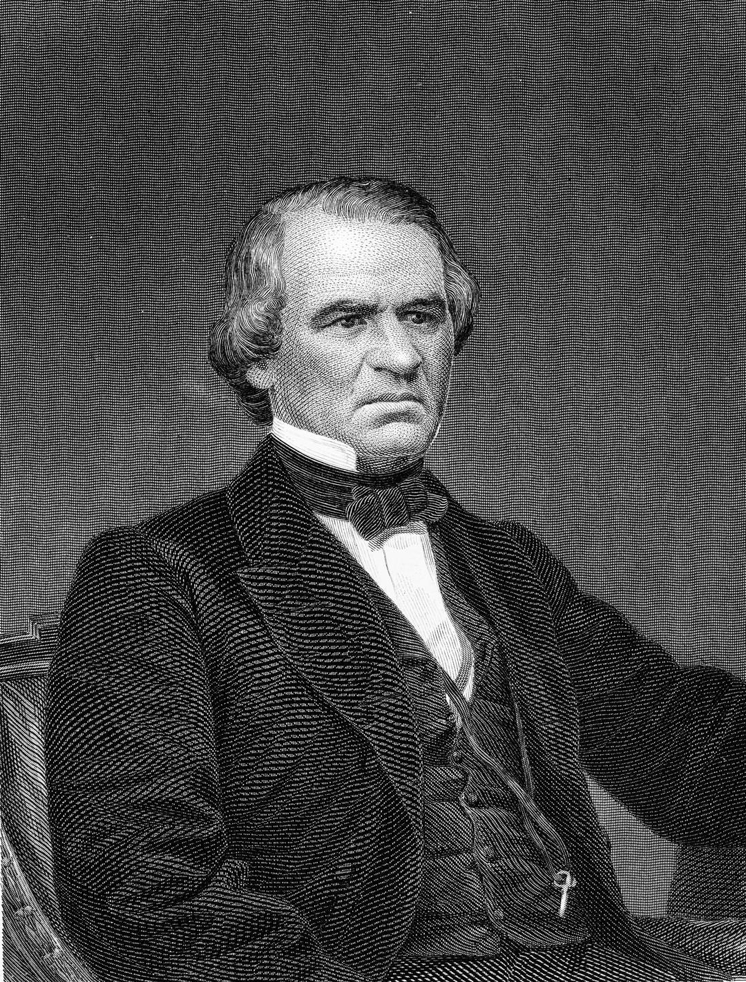Chân dung Tổng thống Andrew Johnson, phục vụ trong nhiệm kỳ từ năm 1865 đến năm 1869, được vẽ vào khoảng năm 1870. (Ảnh: Hulton Archive/Getty Images)