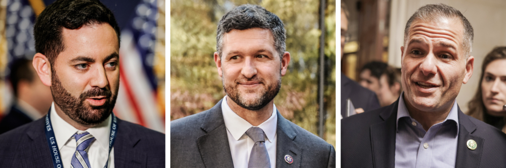 (Trái) Dân biểu đắc cử Mike Lawler (Cộng Hòa-New York) tại Hoa Thịnh Đốn, vào ngày 14/11/2022. (Giữa) Dân biểu Pat Ryan (Dân Chủ-New York) tại New Windsor, New York, vào ngày 02/11/2022. (Phải) Dân biểu Marc Molinaro (Cộng Hòa-New York) tại Hoa Thịnh Đốn vào ngày 23/10/2023. (Ảnh: Anna Moneymaker/Getty Images, Stephanie Keith/Getty Images)