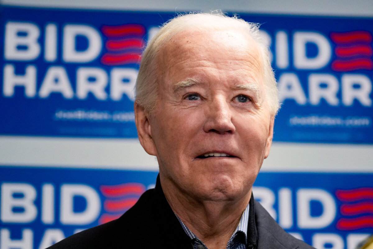 President Joe Biden waits to speak at the Biden campaign headquarters in Wilmington, Del., on Feb. 3, 2024. (Alex Brandon/AP Photo)