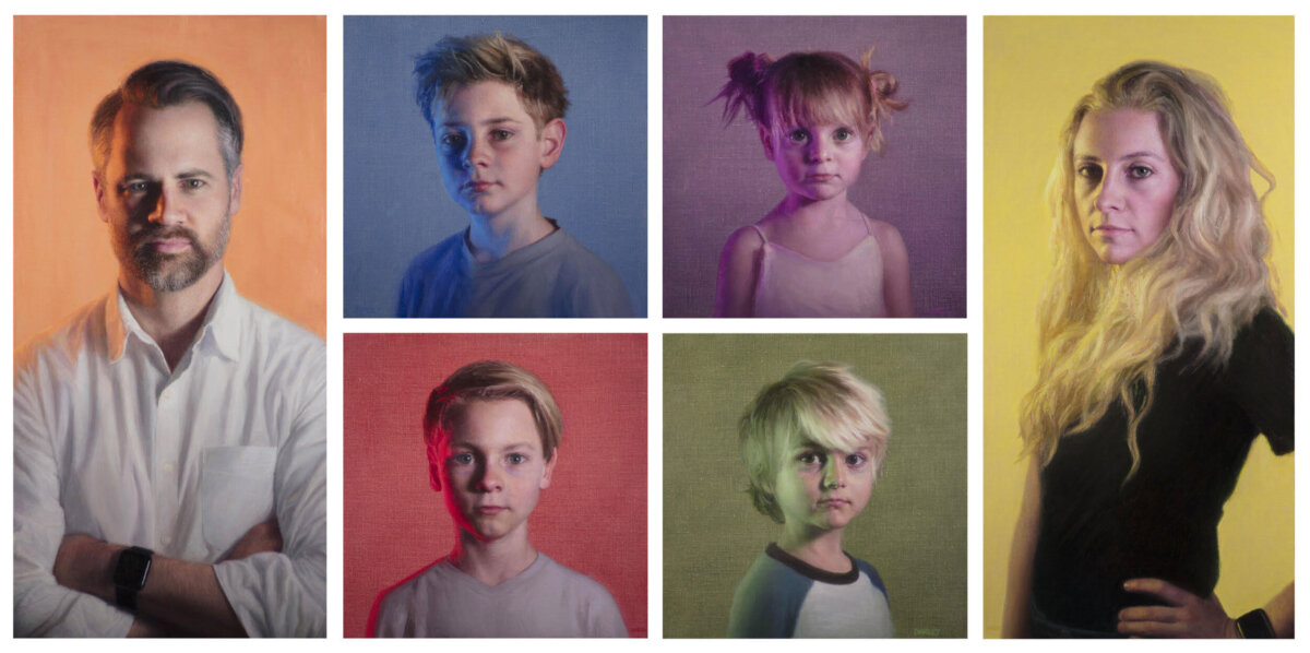 Tác phẩm “Gia đình Griffith,” của họa sĩ John Darley. Sơn dầu trên vải lanh; 27 inch x 54 inch (~68,6cm x 137cm). (Ảnh: Đăng dưới sự cho phép của họa sĩ John Darley)