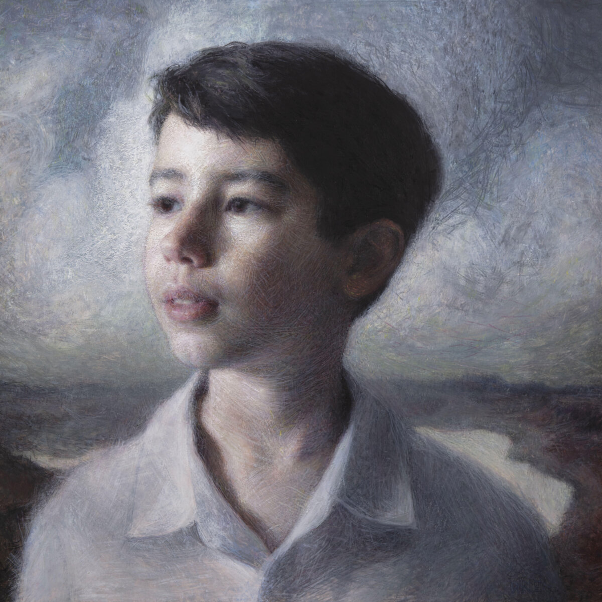 Tác phẩm “Rock” của họa sĩ John Darley. Màu keo trứng trên bảng vẽ; 16 inch x 16 inch (~40,6cm x 40,6cm). (Ảnh: Đăng dưới sự cho phép của họa sĩ John Darley)