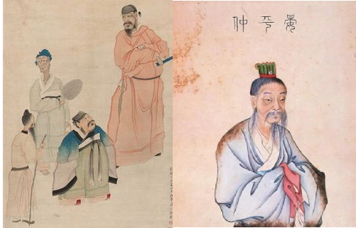 Hai bức tranh vẽ Yến Tử: bên trái là bức “Yến Tử sứ Sở đồ” của La Sính thời nhà Thanh, bên phải là bức chân dung Yến Bình Trọng (Yến Tử) trong “Lịch đại danh thần tượng giải” thời Càn Long, triều Thanh. (Ảnh: Tài sản công/The Epoch Times tổng hợp)