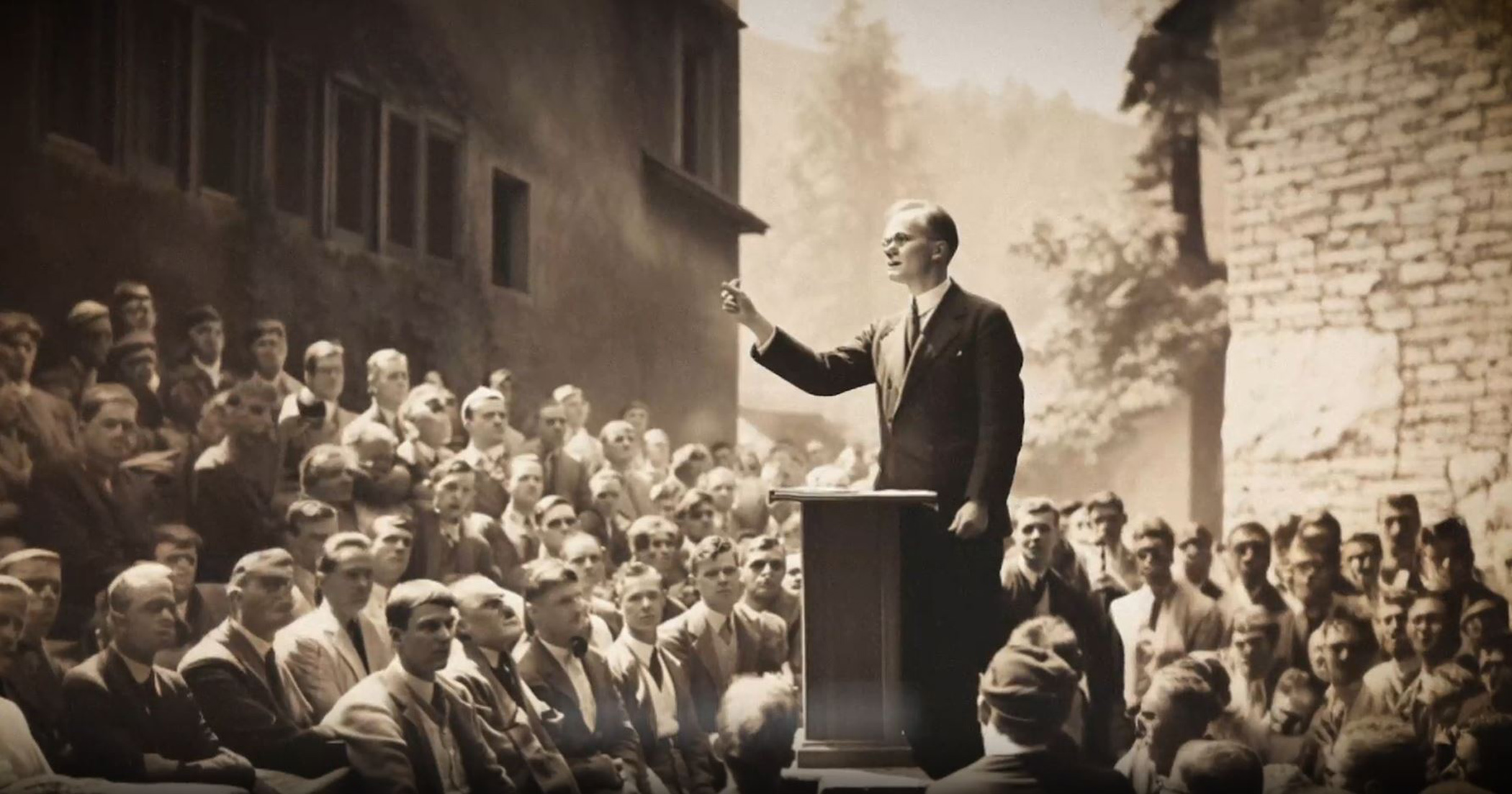 Mục sư Dietrich Bonhoeffer phát biểu trong phong trào Giáo hội Xưng tội, trong tác phẩm “Letter to the American Church” (Thư Gửi Giáo Hội Hoa Kỳ) (Ảnh: Turning Point USA)