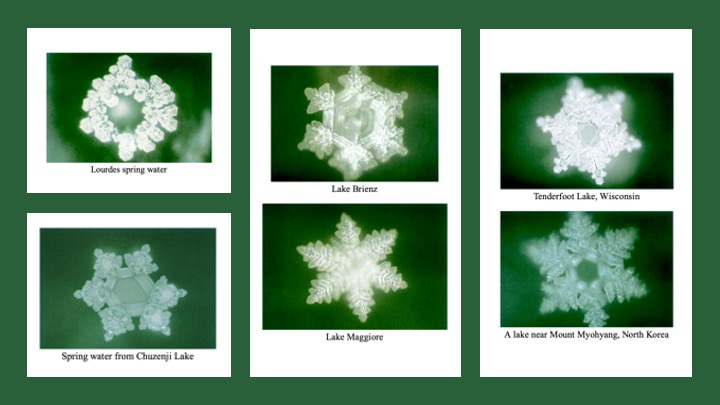 Hình 6-6: Các tinh thể nước ngầm lấy từ Nam Cực, suối hoặc vùng hoang dã cũng rực rỡ như những viên đá quý. (Ảnh: Nước biết câu trả lời)