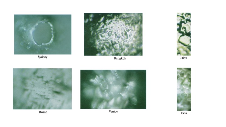 Hình 6-7: Nước lấy từ các thành phố sầm uất đều có hình ảnh mờ và màu sắc ảm đạm. (Ảnh: Nước biết câu trả lời)