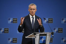 Tổng thư ký NATO Stoltenberg đã tổ chức một cuộc họp báo trước Hội nghị Bộ trưởng Quốc phòng NATO tại Brussels, hôm 12/06/2024. (Ảnh: John Thys/AFP qua Getty Images)