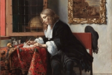 Những bức thư chia sẻ con người thật của chúng ta với người nhận. Một phần bức tranh “Man Writing a Letter (Người Đàn Ông Đang Viết Thư), khoảng năm 1662-1665, họa sỹ Gabriel Metsu. Phòng trưng bày quốc gia Ireland, Dublin. (Ảnh: Tư liệu công cộng)