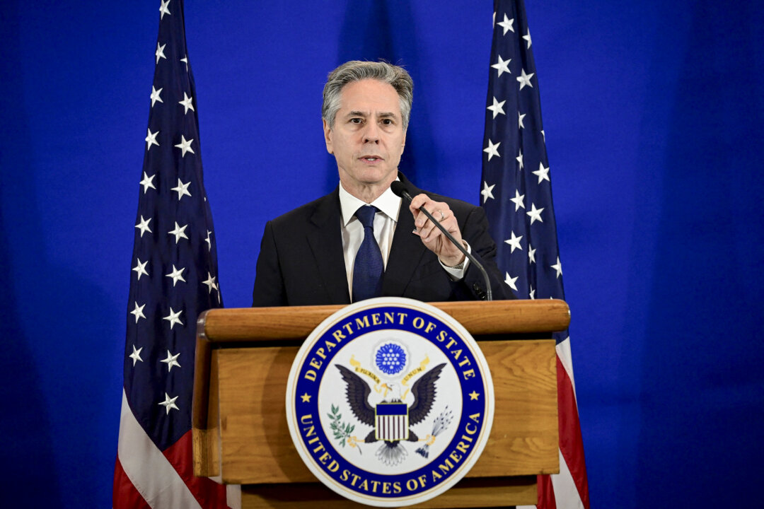 Ngoại trưởng Antony Blinken trình bày trong cuộc họp báo ở Rio de Janeiro, hôm 22/02/2024. (Ảnh: Pablo Porciuncula/AFP qua Getty Images)