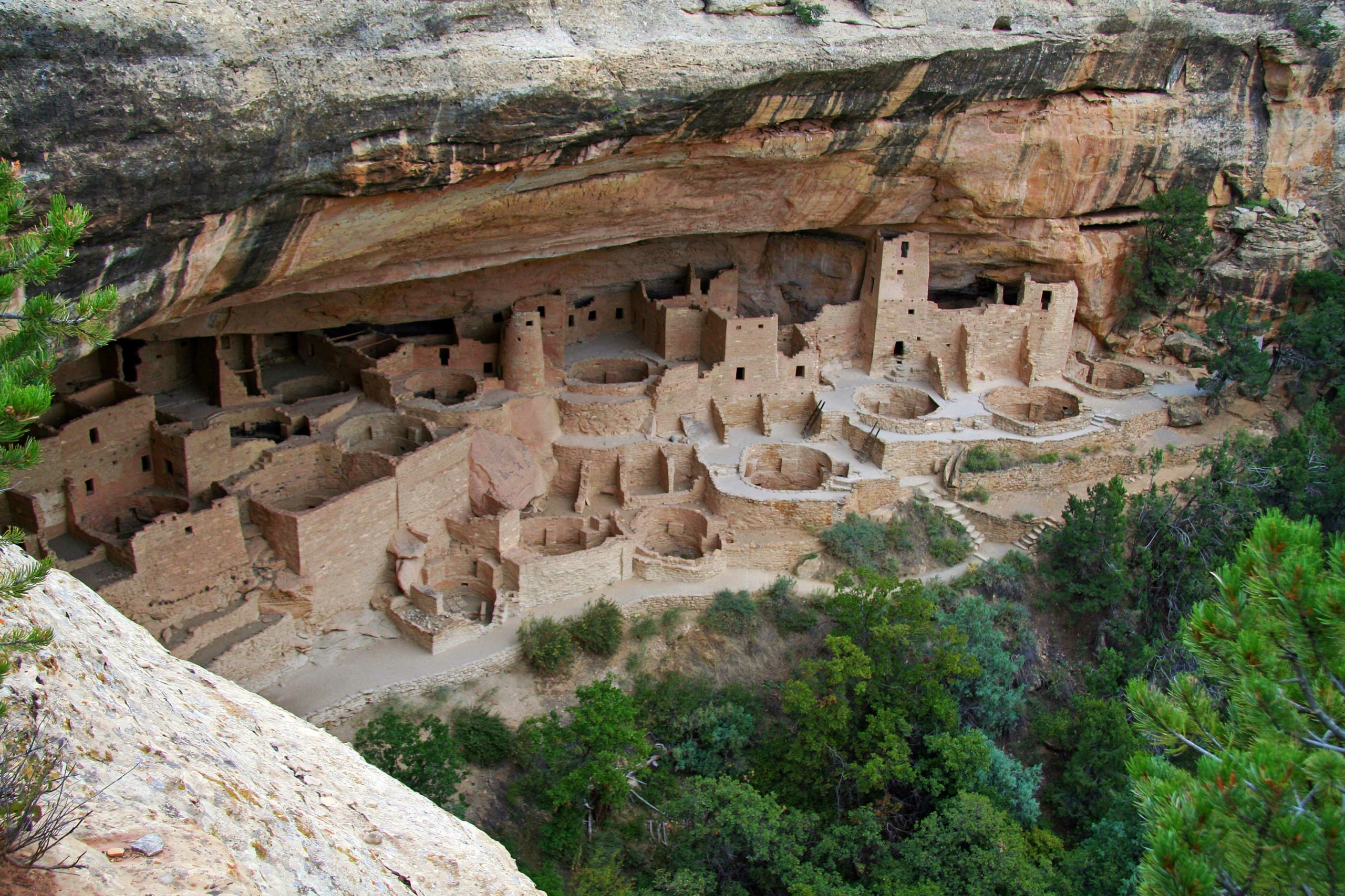 Quang cảnh Cliff Palace nhìn từ đỉnh vách đá ở Công viên Quốc gia Mesa Verde. (Ảnh: MarclSchauer/Shutterstock)