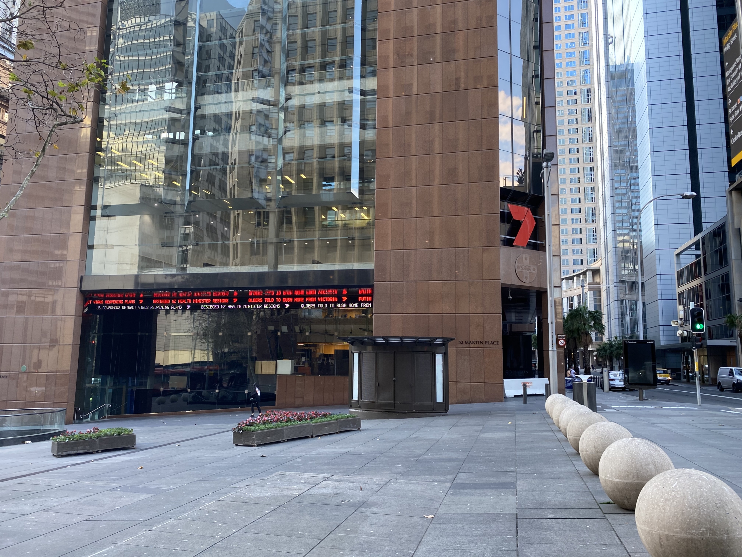 Văn phòng Channel 7 tại Martin Place vào ngày 02/07/2020 tại Sydney, Úc. (Ảnh: The Epoch Times)