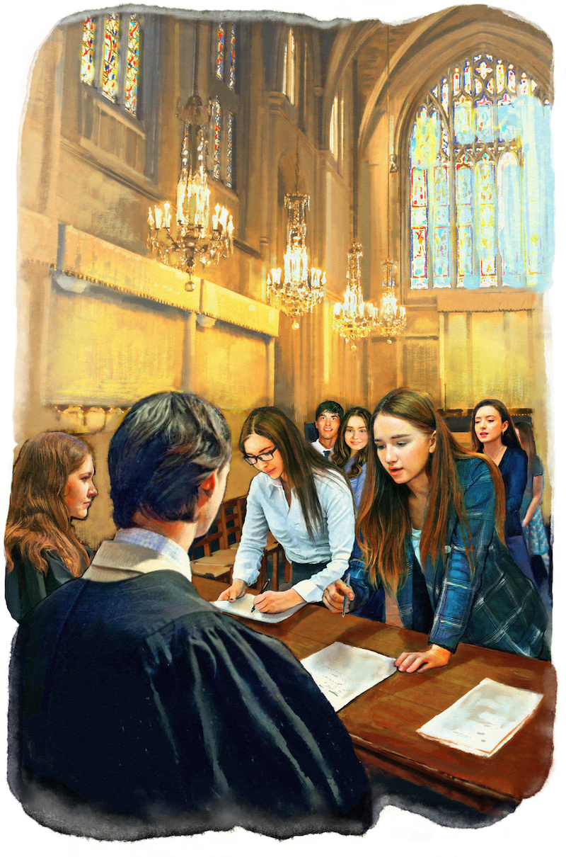 Một số trường trung học và đại học yêu cầu học sinh mới phải thực hiện lời tuyên thệ danh dự. Nghi thức hoặc đoạn tuyên thệ như vậy có thể là một biện pháp phòng ngừa giúp chống lại sự lôi kéo của công nghệ và sức cám dỗ của gian lận. (Ảnh: Biba Kayewich)