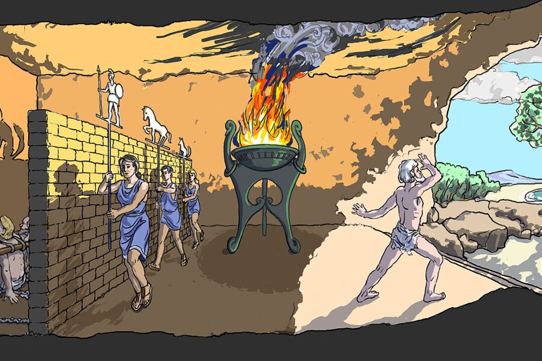 Ẩn dụ về hang động của Plato. (Ảnh: 4edges/CC BY-SA 4.0)