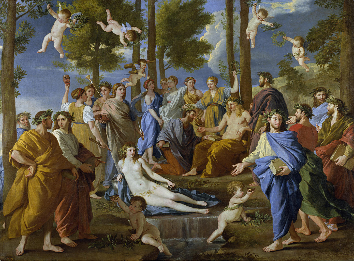 Bức tranh “Parnassus” của họa sỹ Nicolas Poussin, khoảng năm 1630 đến năm 1631. Sơn dầu trên vải canvas. Bảo tàng Prado, thành phố Madrid. (Ảnh: Tư liệu công cộng)