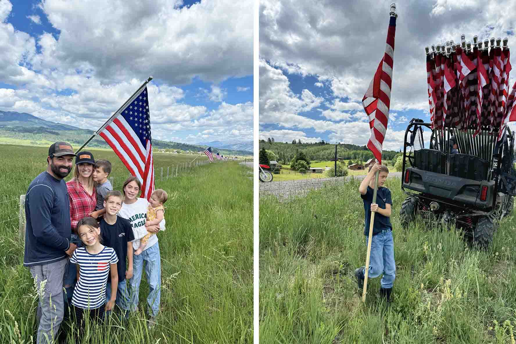 Gia đình Rhodes cắm cờ trước Ngày Độc Lập một vài ngày. (Ảnh: Đăng dưới sự cho phép của Trang trại Salt River)