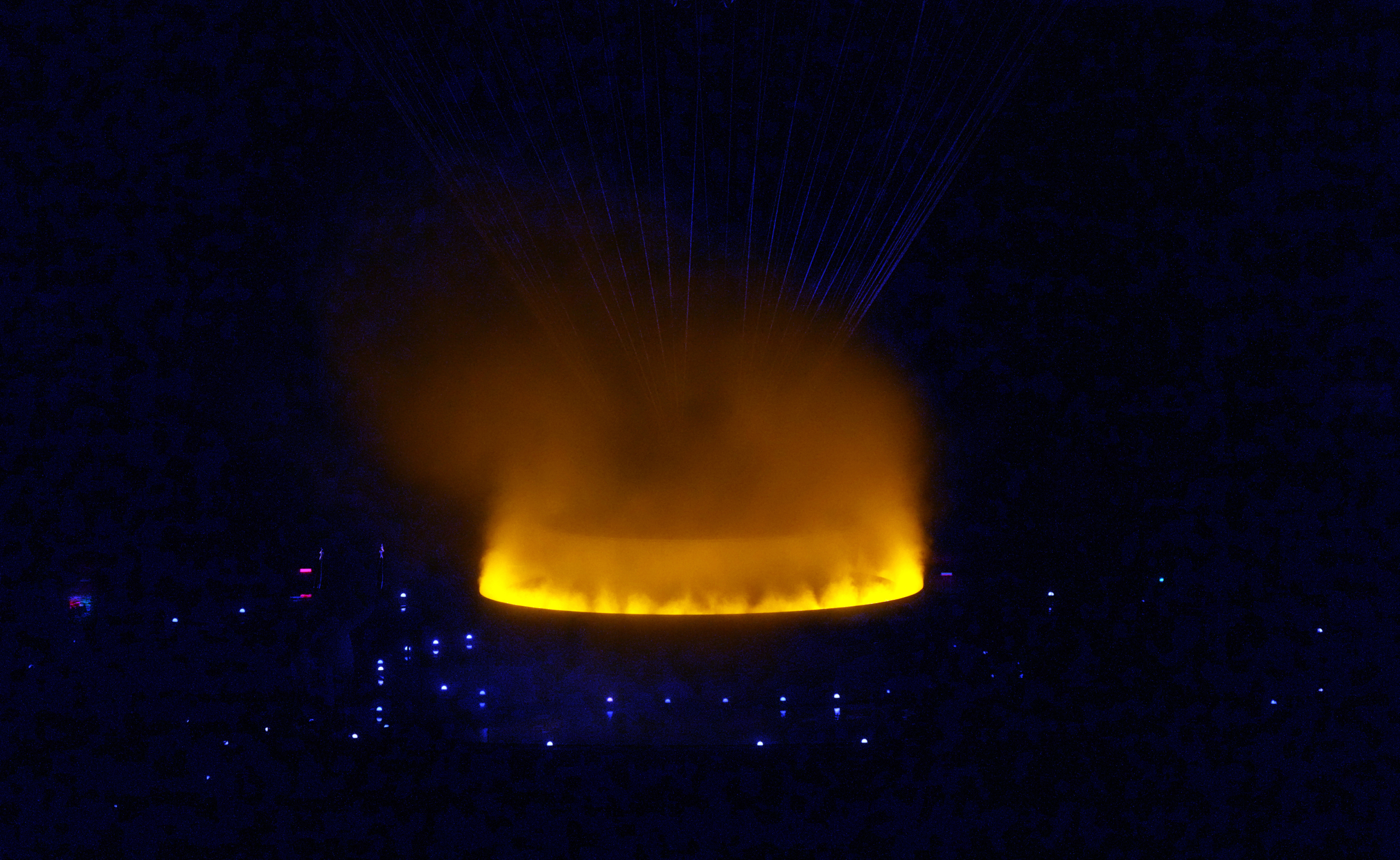 Vạc Olympic trong lễ khai mạc Thế vận hội Olympic Paris 2024 ở Paris, Pháp, hôm 26/07/2024. (Ảnh: Xia Yifang/Pool/Getty Images)